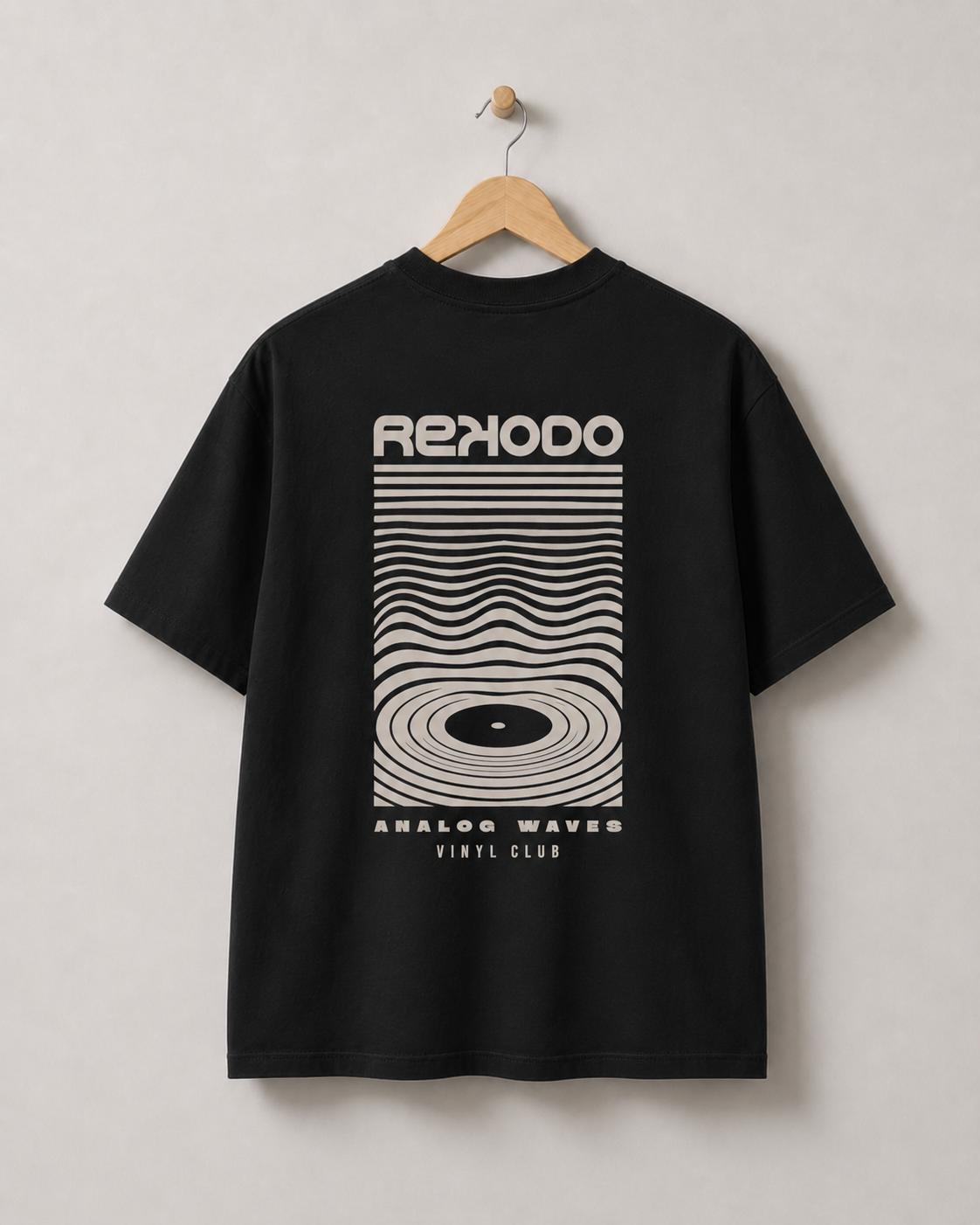 Analog Waves Oversize Black T-Shirt — Rekodo