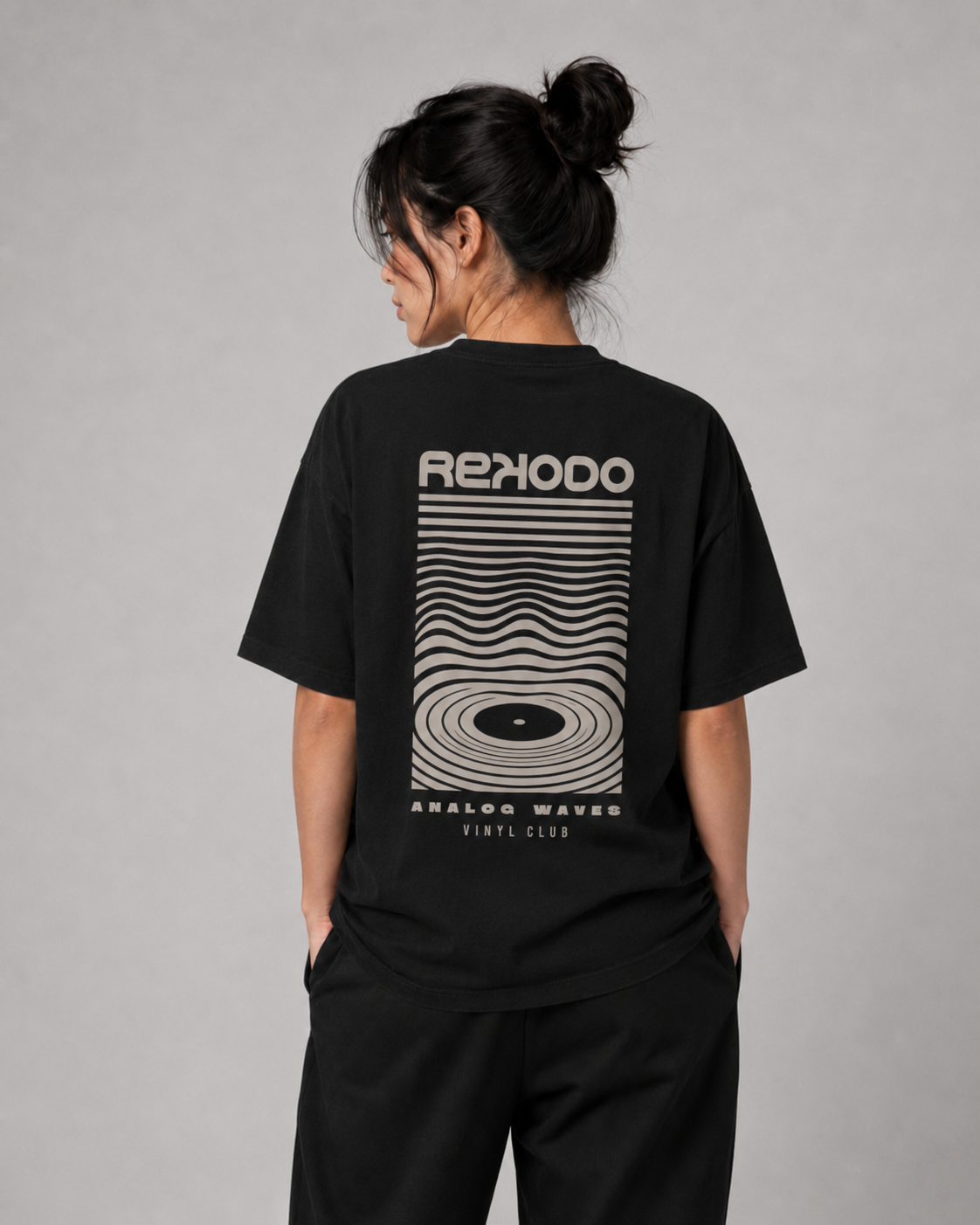 T-Shirt Analog Waves (Oversized) - Black
