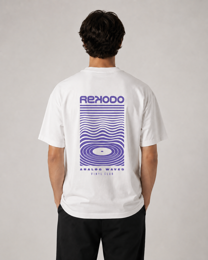 Analog Waves T-Shirt (Oversized) - White/Indigo - (Limited Edition)
