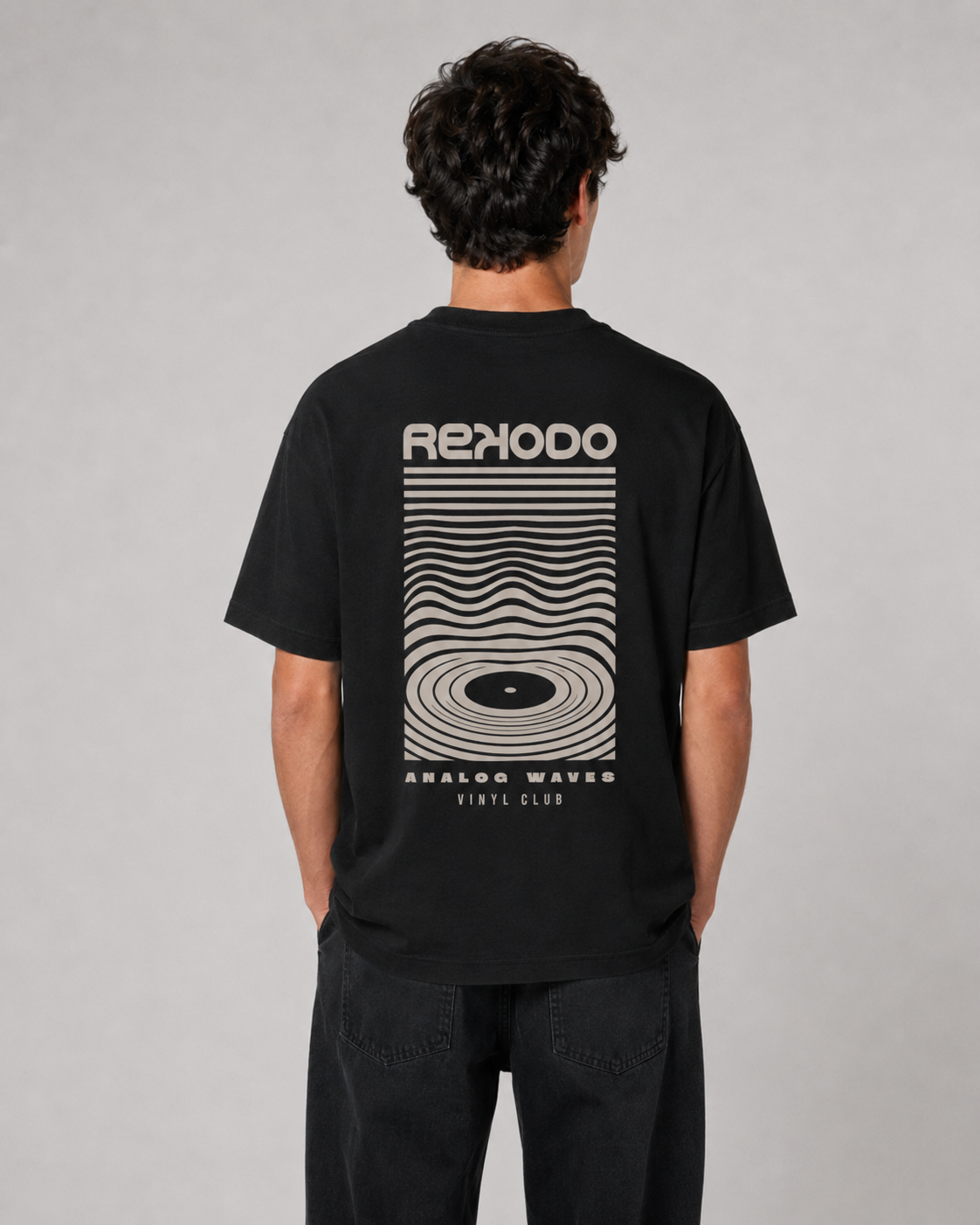 Analog Waves Oversize Black T-Shirt — Rekodo Analog Waves Oversize Black T-Shirt — Rekodo