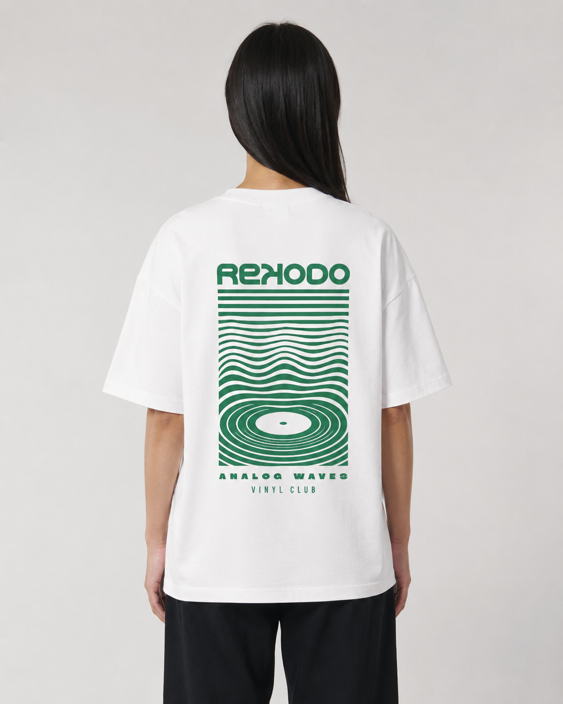 Analog Waves Oversized T-Shirt - White/Green (Limited Edition)