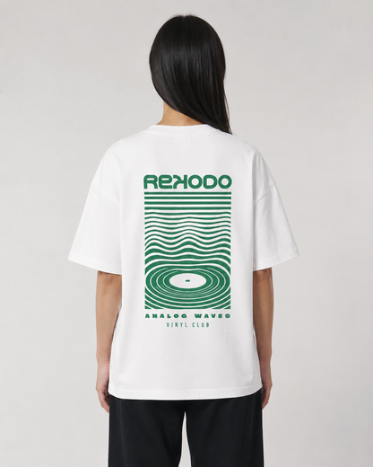 Analog Waves Oversized T-Shirt - White/Green (Limited Edition)