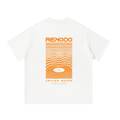 Analog Waves T-Shirt (Oversized) - White/Orange (Limited Edition)