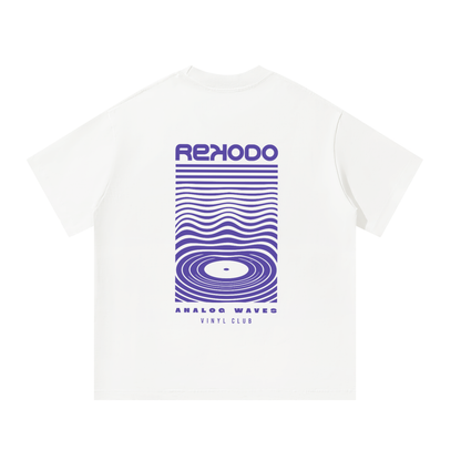 Analog Waves T-Shirt (Oversized) - White/Indigo - (Limited Edition)