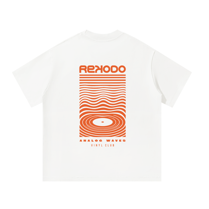 T-Shirt Analog Waves (Oversized) - White/Red&Orange (Limited Edition)
