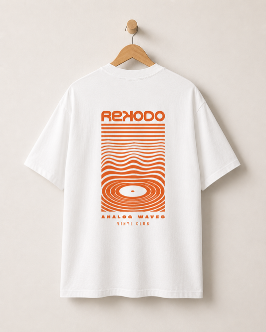 T-Shirt Analog Waves (Oversized) - White/Red&Orange (Limited Edition)