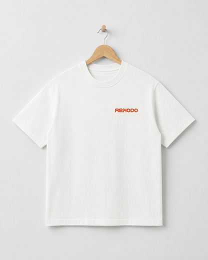 T-Shirt Analog Waves (Oversized) - White/Red&Orange (Limited Edition)