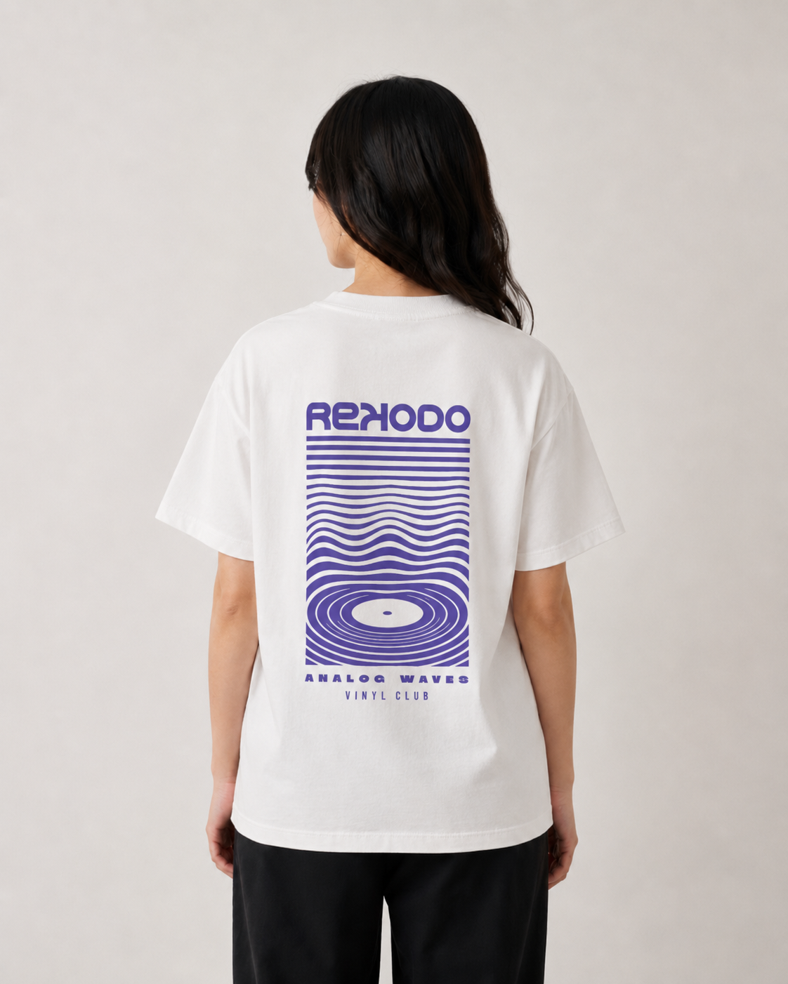 Analog Waves T-Shirt (Oversized) - White/Indigo - (Limited Edition)