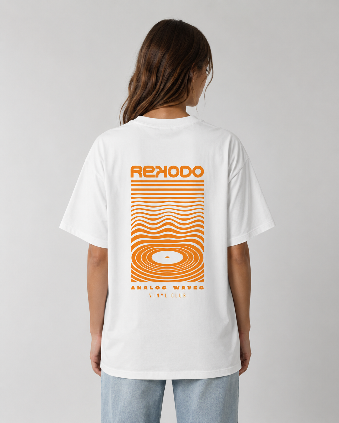 Analog Waves T-Shirt (Oversized) - White/Orange (Limited Edition)