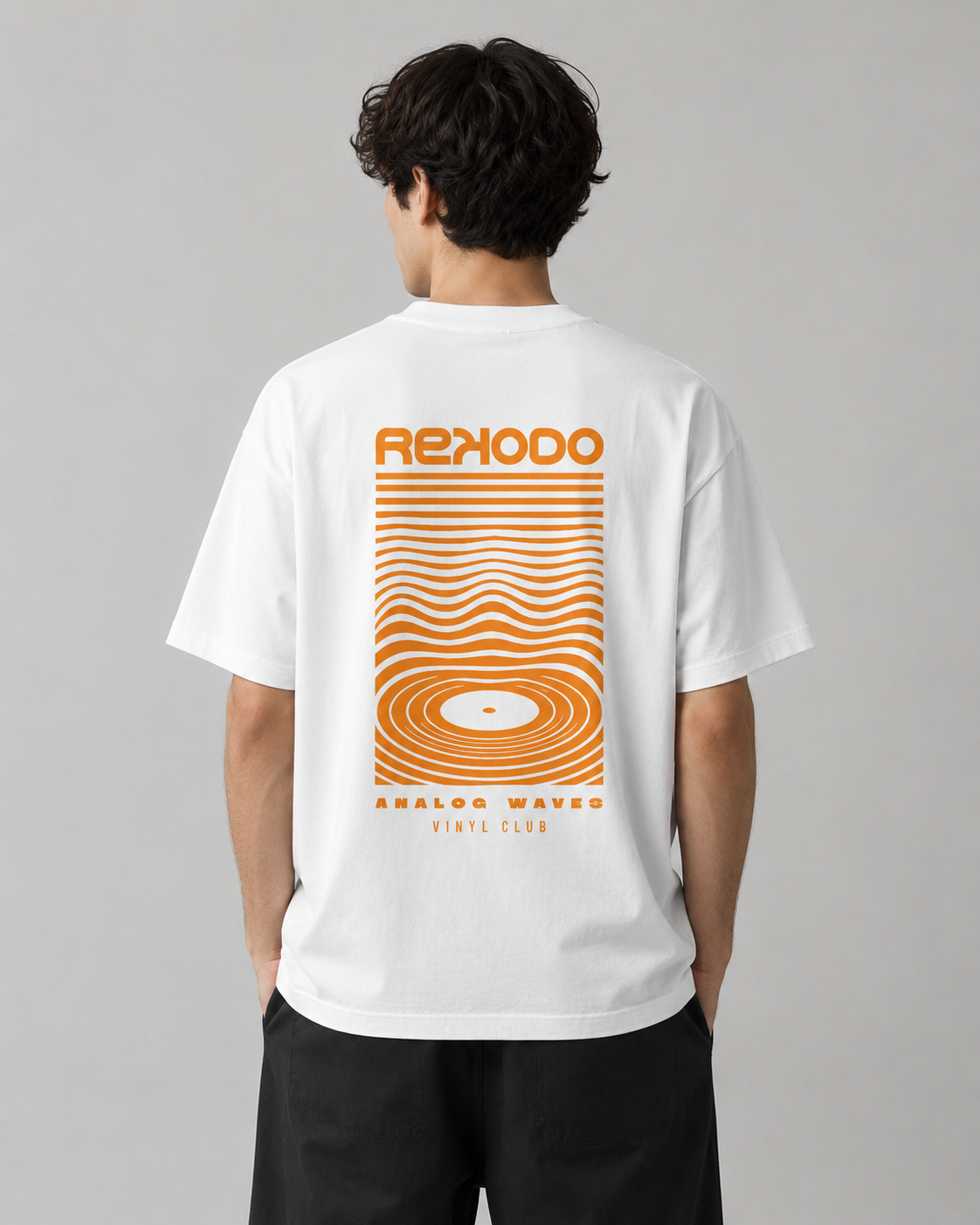 Analog Waves T-Shirt (Oversized) - White/Orange (Limited Edition)
