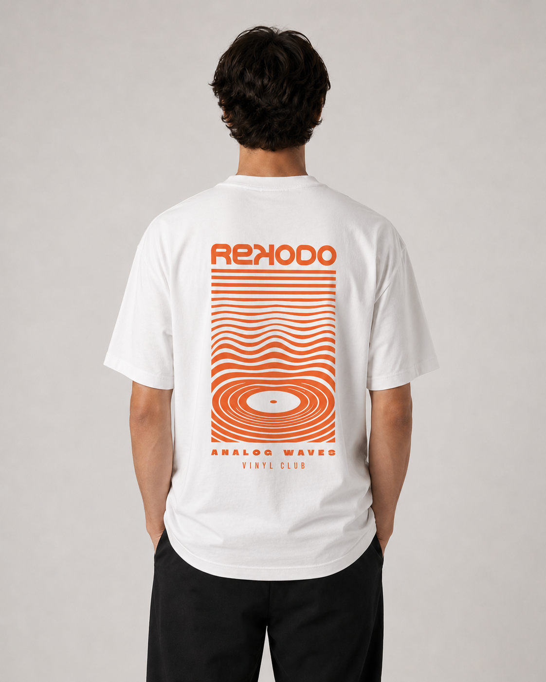 T-Shirt Analog Waves (Oversized) - White/Red&Orange (Limited Edition)