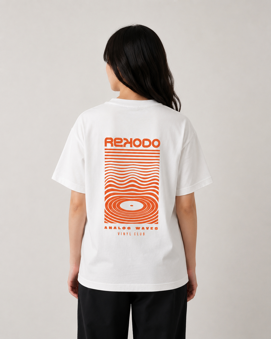 T-Shirt Analog Waves (Oversized) - White/Red&Orange (Limited Edition)