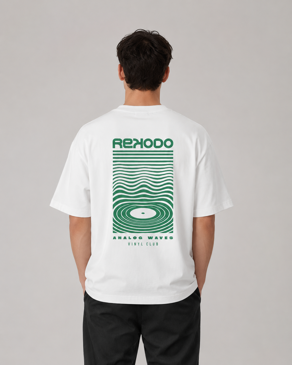 Analog Waves Oversized T-Shirt - White/Green (Limited Edition)