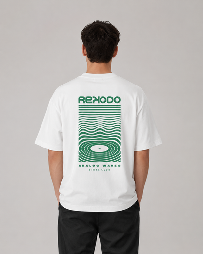 Analog Waves Oversized T-Shirt - White/Green (Limited Edition)