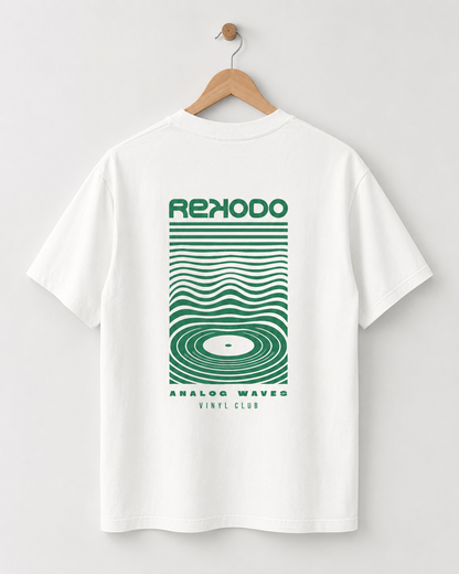 Analog Waves Oversized T-Shirt - White/Green (Limited Edition)