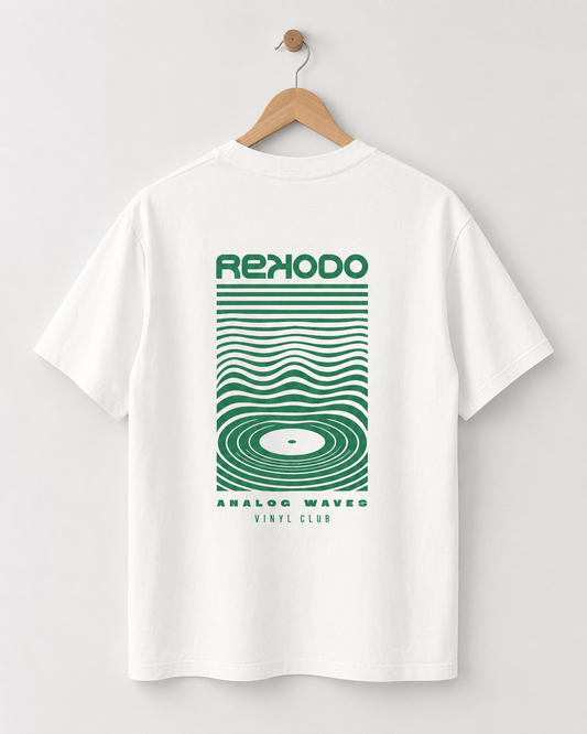 Analog Waves Oversized T-Shirt - White/Green (Limited Edition)