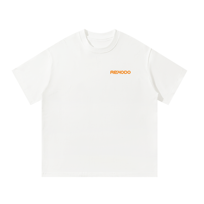 Analog Waves T-Shirt (Oversized) - White/Orange (Limited Edition)