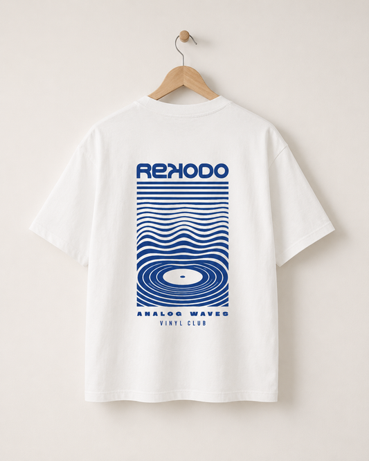 Analog Waves Oversized T-Shirt - White/Blue (Limited Edition)