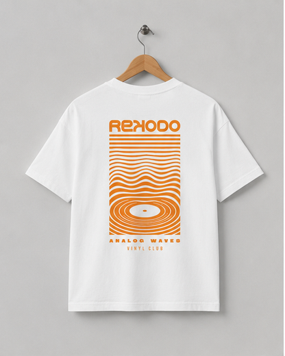 Analog Waves T-Shirt (Oversized) - White/Orange (Limited Edition)