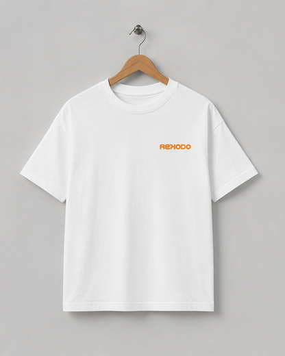Analog Waves T-Shirt (Oversized) - White/Orange (Limited Edition)